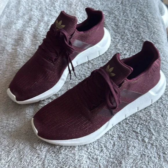Adidas Women's Burgundy Sparkly Sneakers - Picture 2 of 5
